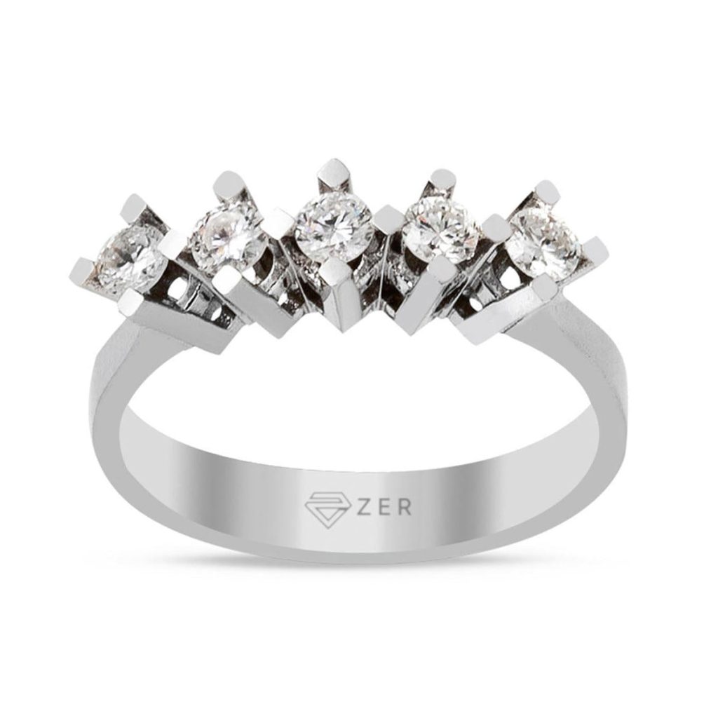 0,40 Carat 5 Taş Diamond Gold Ring