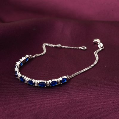 Safir avec Pierres avec Diamant Bracelet fin - 14K - 3.75g - EZ Gold