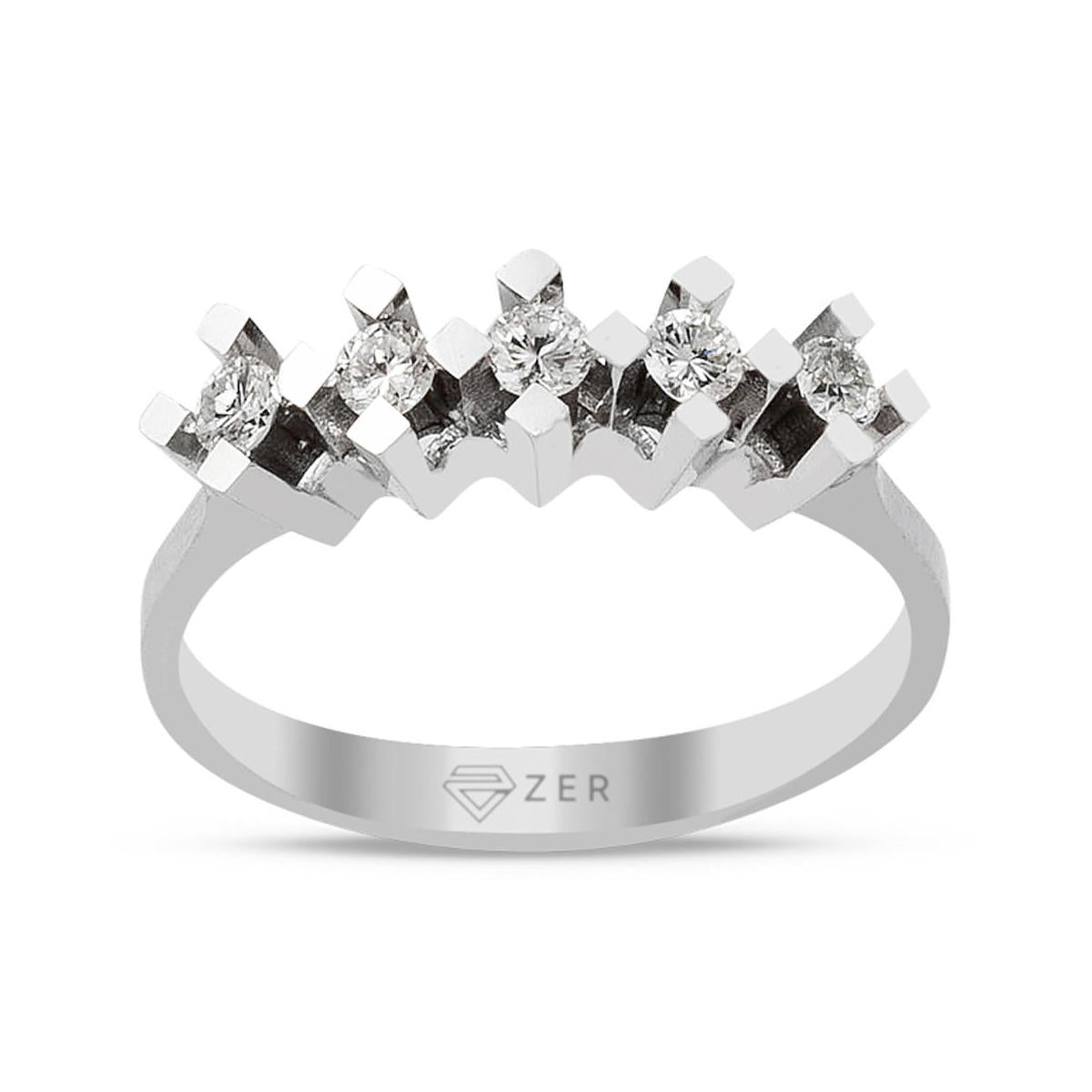0,30 Carat Çapraz Montür Five-Stone Diamond Ring