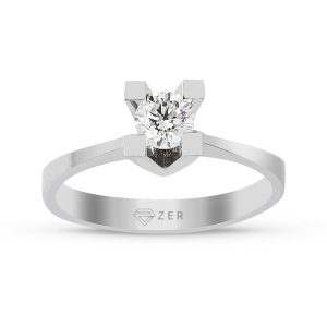 F Color 0,32 Carat Diamond Solitaire Ring