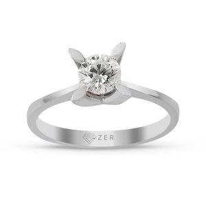 0,20 Carat Griffe Amande Solitaire Diamant Bague