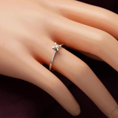 G Couleur 0,10 Karat Diamant Solitaire Bague - 14K - 2.11g - EZ Gold