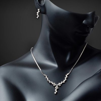 0,24 ct. Gerdanlıklı Boucle d'oreilleli Diamant Set - 14K - 12g - EZ Gold
