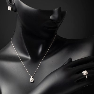 0,87 Karat Baget Pırlantalı Üçlü Set - 14K - 4.96g - EZ Gold