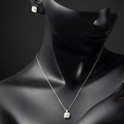 0,67 Karat Baguette avec Diamant Collier Boucle d'oreilleli Set - 14K - 3.44g - EZ Gold