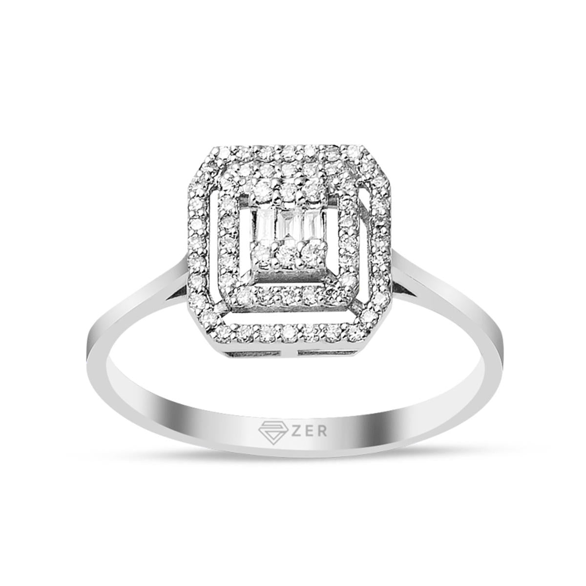 0,20 Carat Baguette avec Diamant Bague