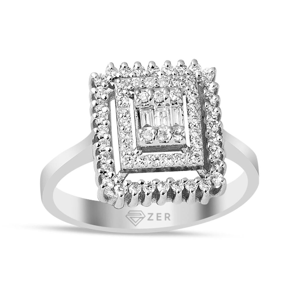 0,34 Ct. Baguette avec Diamant Bague