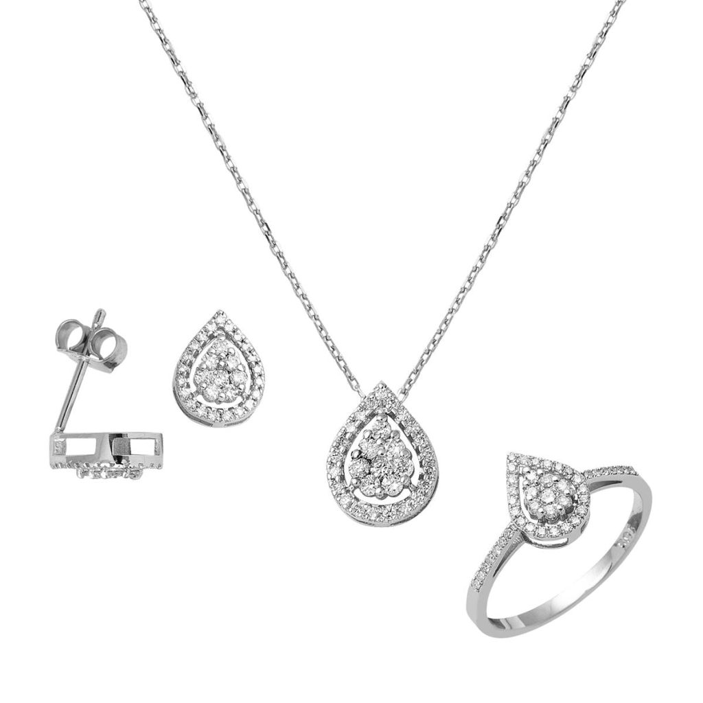 3&rsquo;lü Goutte Diamant Bijou Parure