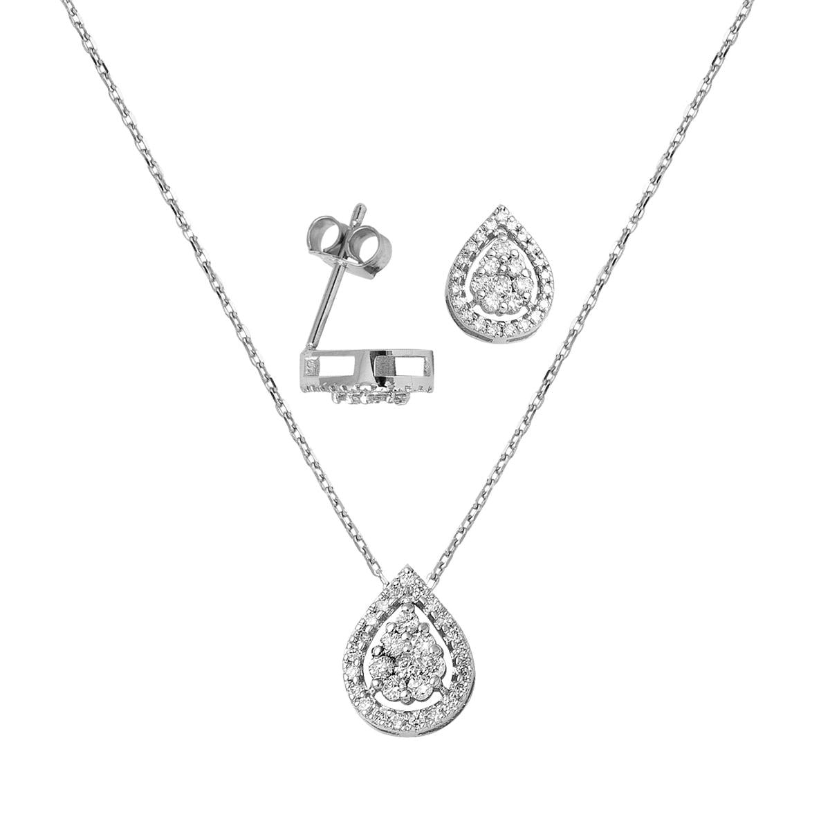 Collier & Boucle d'oreilleli Goutte Diamant Set