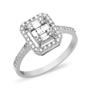 0,39 ct, Baguette Diamant Bague