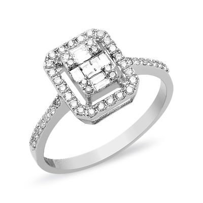 0,39 ct, Baguette Diamant Bague
