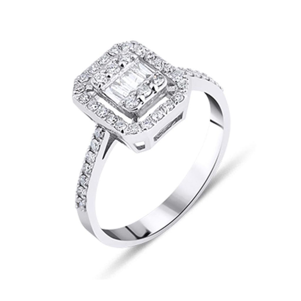 0,71 Carat Baguette Diamant Bague
