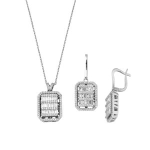 Necklace & Earring Baguette Diamond Set