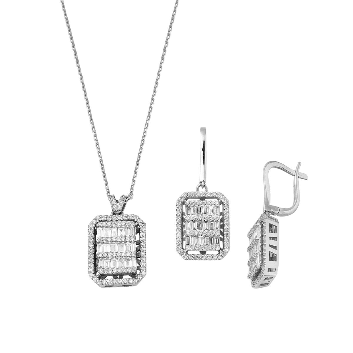 Necklace & Earring Baguette Diamond Set