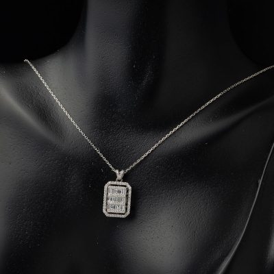 Kolye & Earring Baguette Diamond Set - 14K - 3.53g - EZ Gold