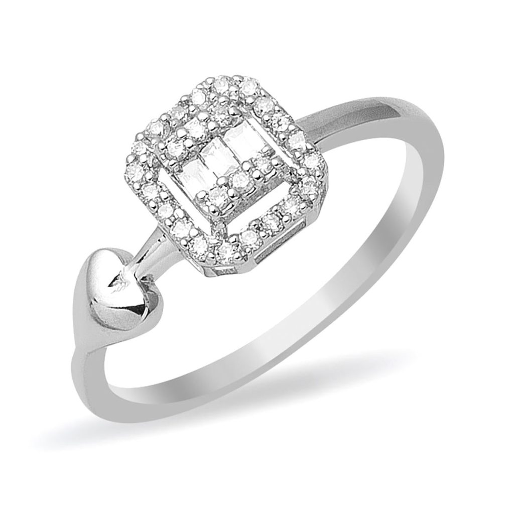 0,22 ct avec Cœur Baguette Diamant Bague