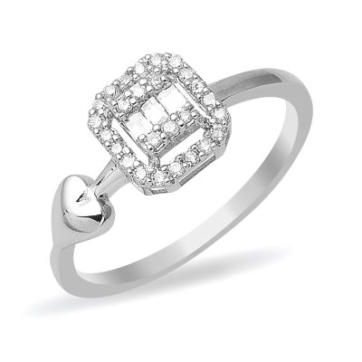 0,22 ct with Heart Baguette Diamond Ring