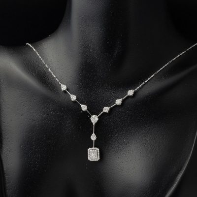 0,57 Karat Baguette Diamant Collier - 14K - 3.12g - EZ Gold