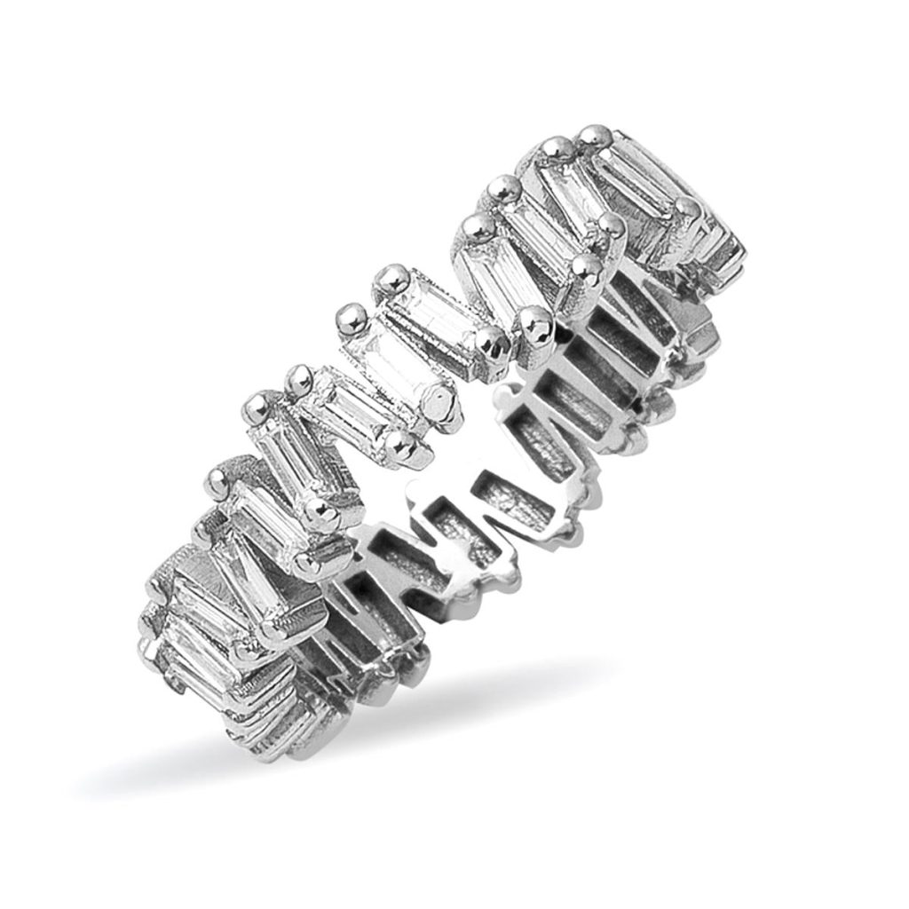 0,64 ct Rangs Baguette Diamant Bague