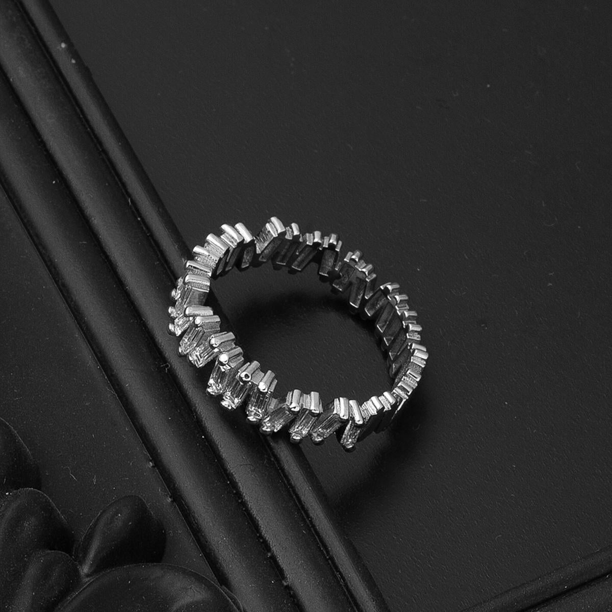 0,64 ct Sıralı Baget Pırlanta Yüzük - Görsel 4
