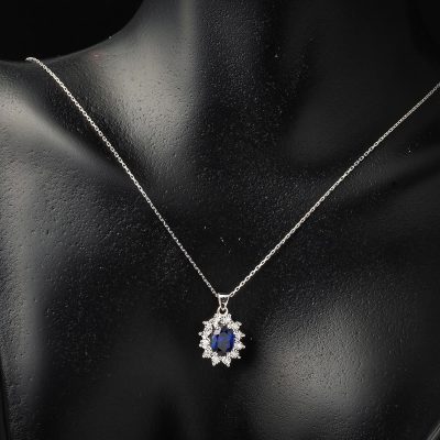 Safir & Diamant Parure - 14K - 2.86g - EZ Gold