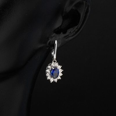 1,72 ct Safir & 0,10 ct Diamondlı Earring - 14K - 3.02g - EZ Gold