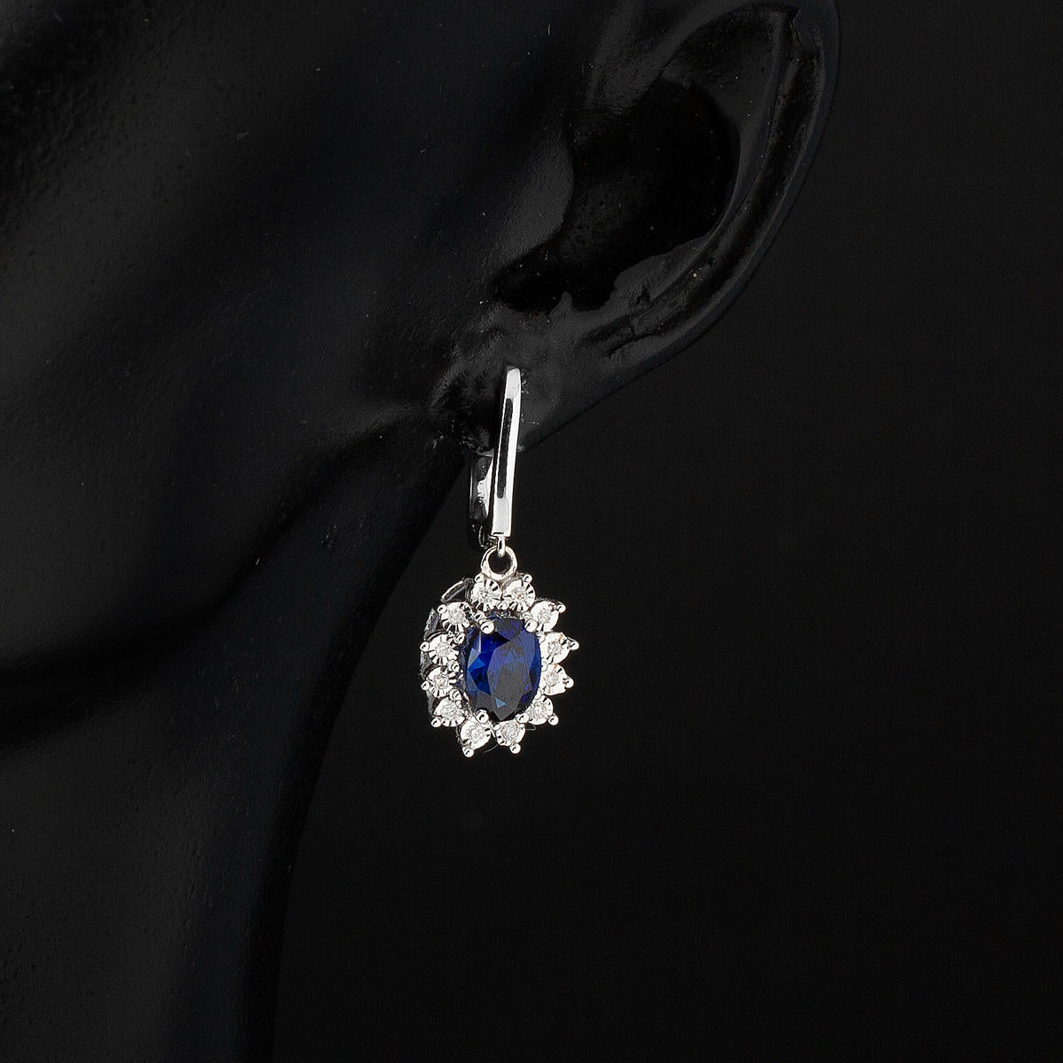 1,72 ct Safir & 0,10 ct Pırlantalı Küpe - Görsel 2