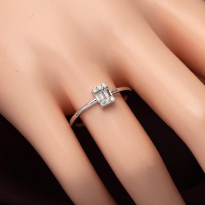 0,20 Karat Baget Pırlanta Yüzük - 14K - 1.9g - EZ Gold