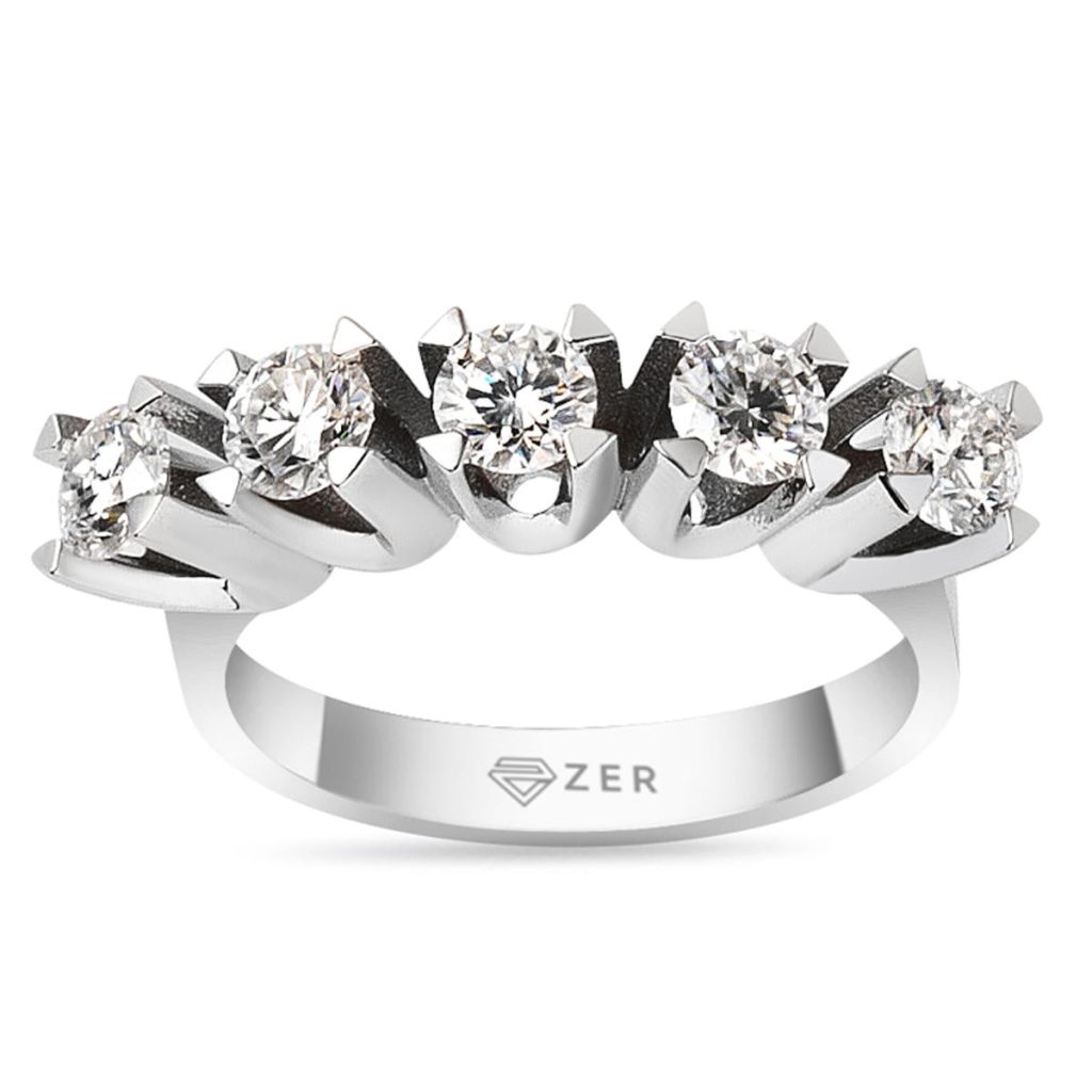 0,50 Carat Cinq Pierres Diamant Bague