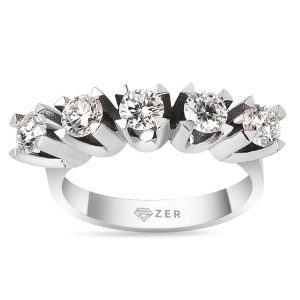 0,50 Carat Cinq Pierres Diamant Bague