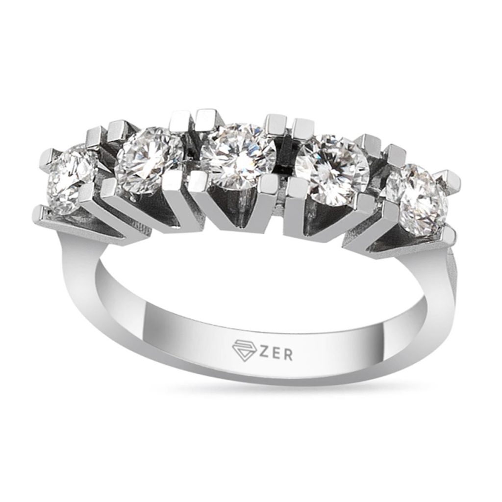 0,50 Carat Cinq Pierres Diamant Bague