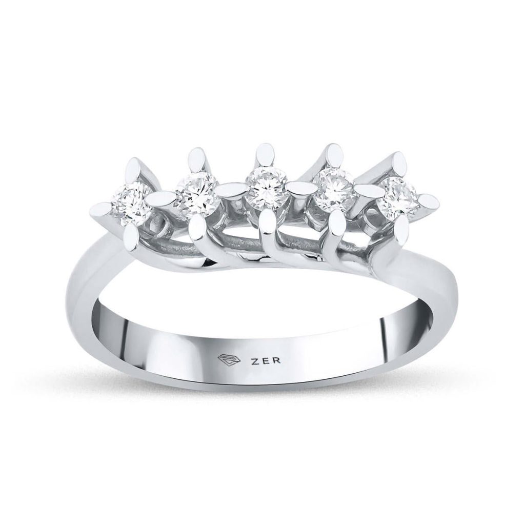 Zer 0,25 Carat Diamant 5 Pierre Bague