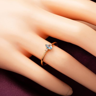 Blue Topaz with Stones Gold Diamond Ring - 14K - 1.03g - EZ Gold