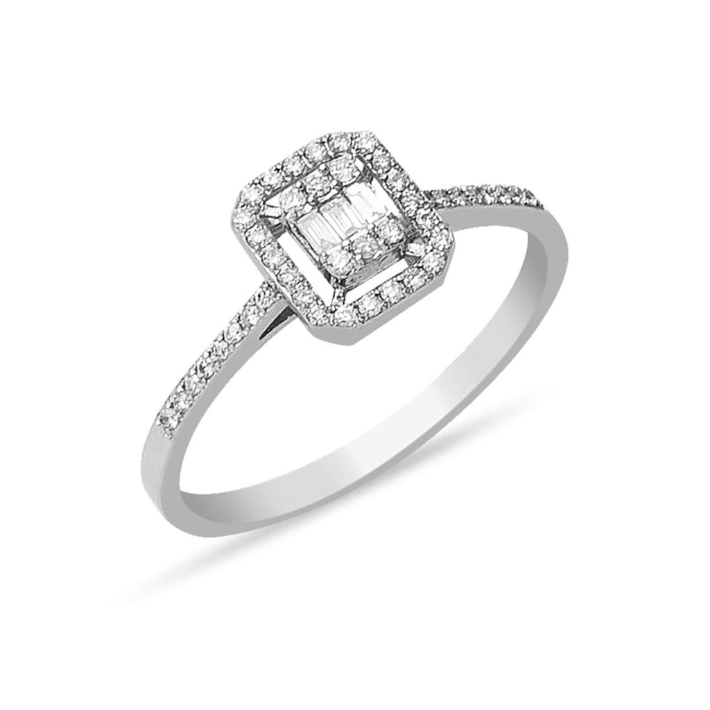 0,14 Carat Baguette Diamant Bague