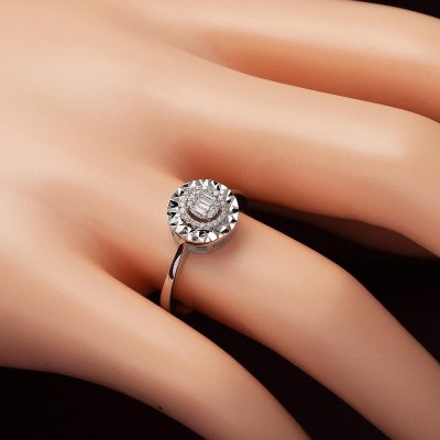 0,13 Karat Baget Pırlanta Yüzük - 14K - 2.7g - EZ Gold