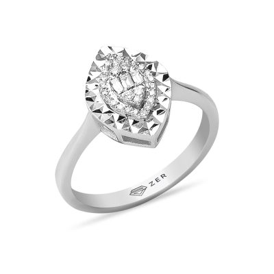 0,15 Carat Marquise Baguette Diamant Bague