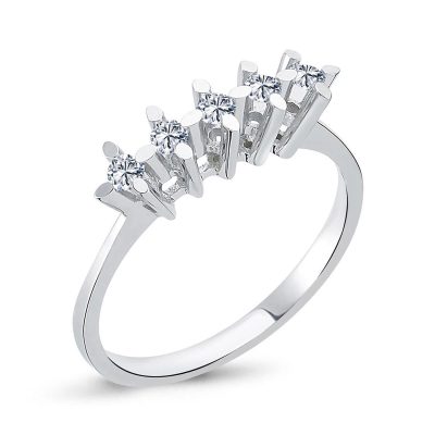 0,14 Karat 5 Pierre Diamant Bague - 14K - 1.9g - EZ Gold