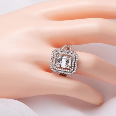 1,02 Karat Baget Pırlanta Yüzük - 14K - 5.28g - EZ Gold