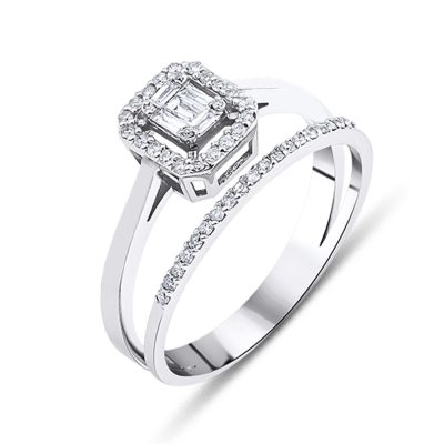 0,27 Carat Baguette Diamant Bague