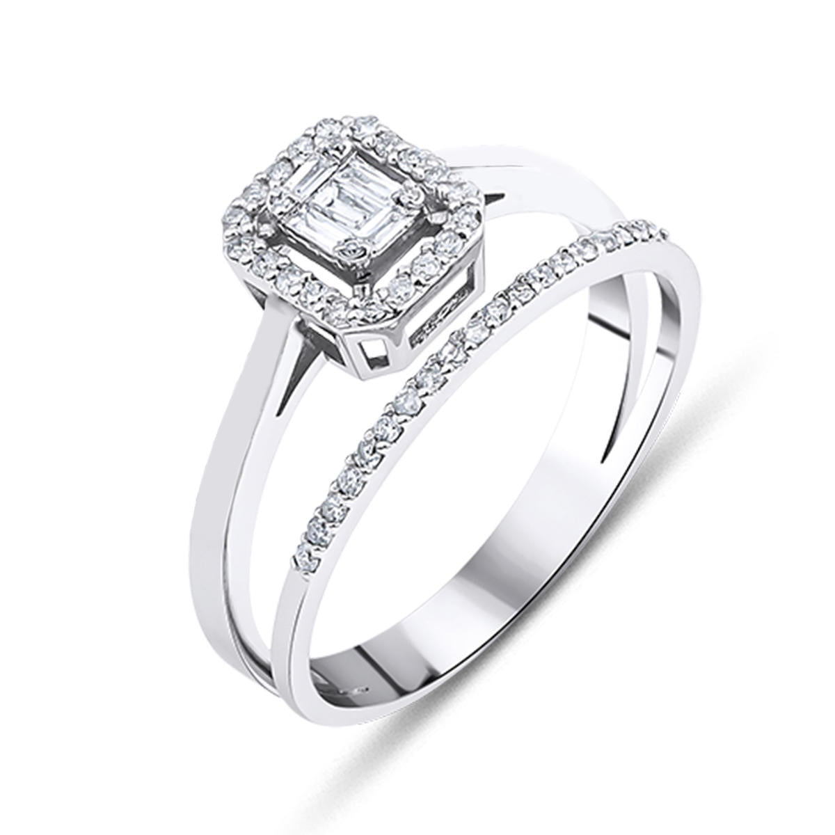 0,27 Carat Baguette Diamant Bague