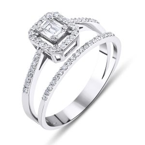 0,26 Carat Baguette Diamant Bague