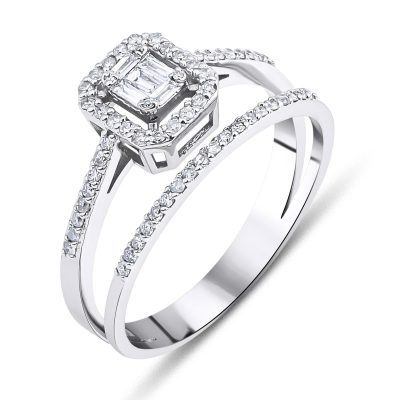 0,26 Carat Baguette Diamant Bague