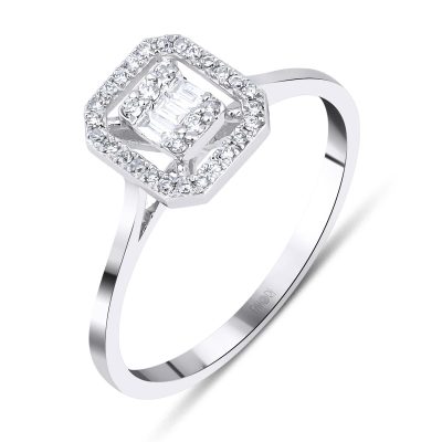 0,14 Carat Baguette Diamant Bague