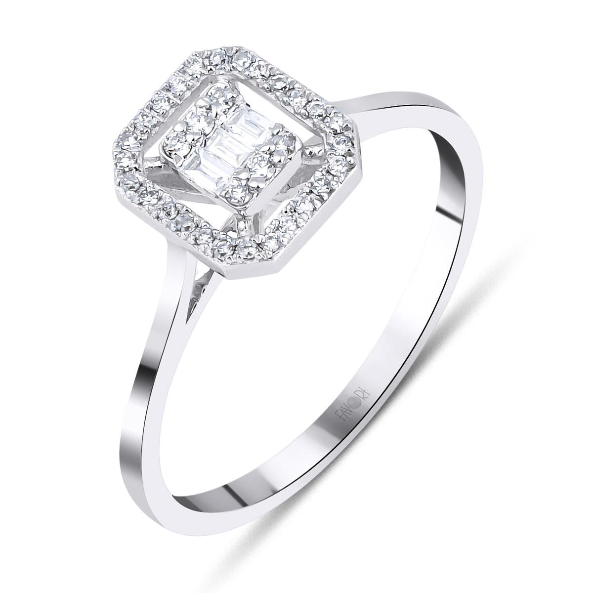 0,14 Carat Baguette Diamant Bague