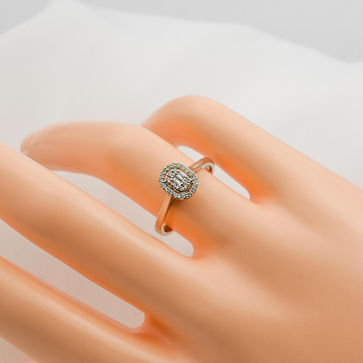 0,15 Karat Oval Baget Pırlanta Yüzük - Görsel 6