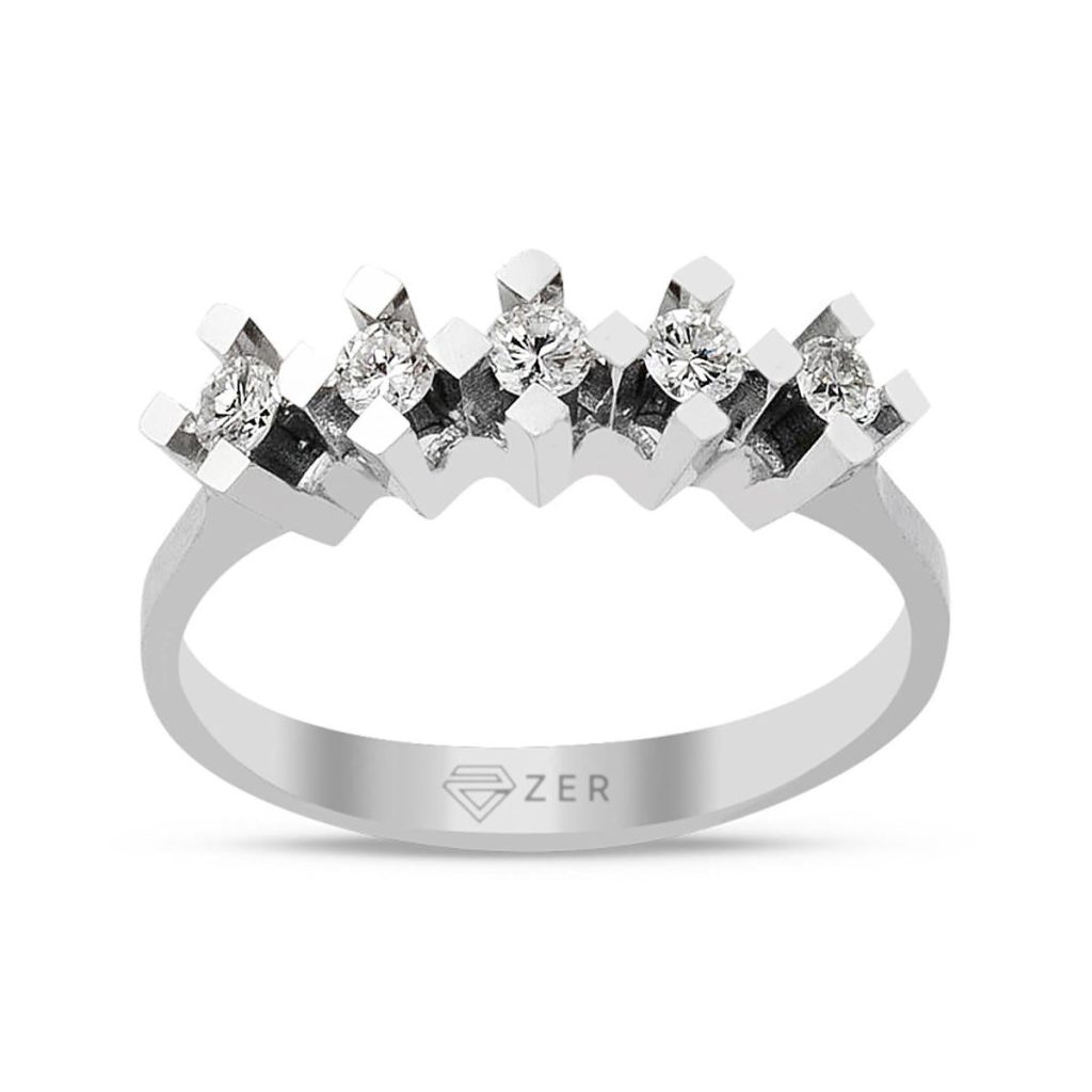 0,40 Carat 5 Taş Diamond Gold Ring