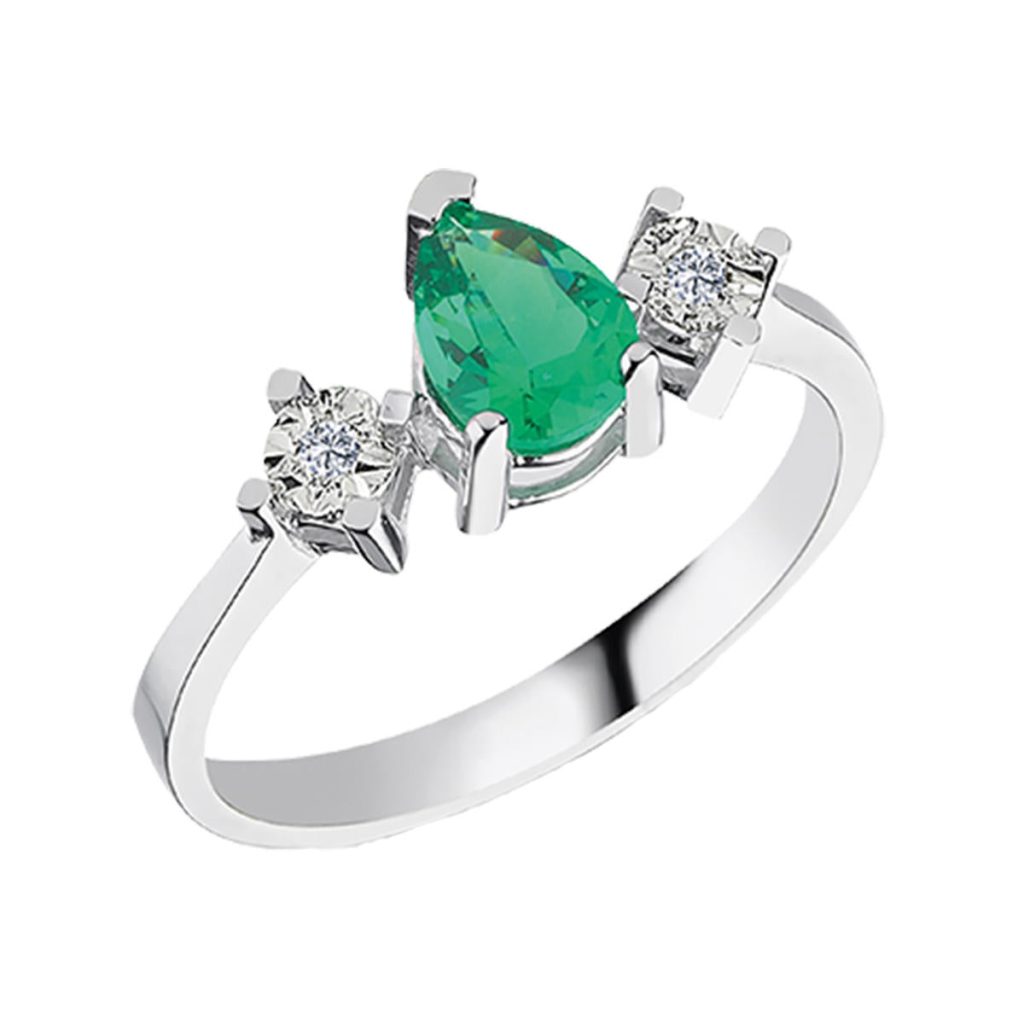 0,62 Carat Emerald & Diamond Ring