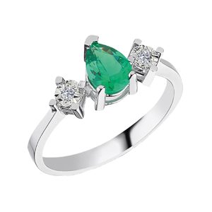 0,62 Carat Emerald & Diamond Ring