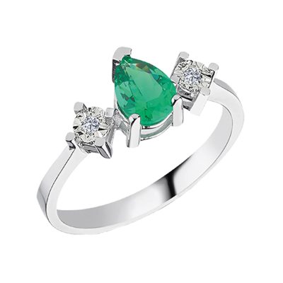 0,62 Karat Zümrüt & Diamond Ring