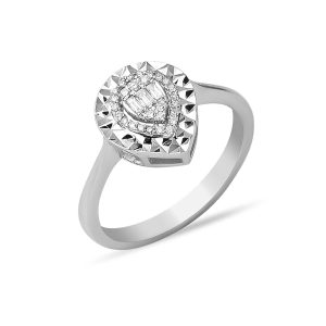 0,13 Carat Goutte Baguette Diamant Bague